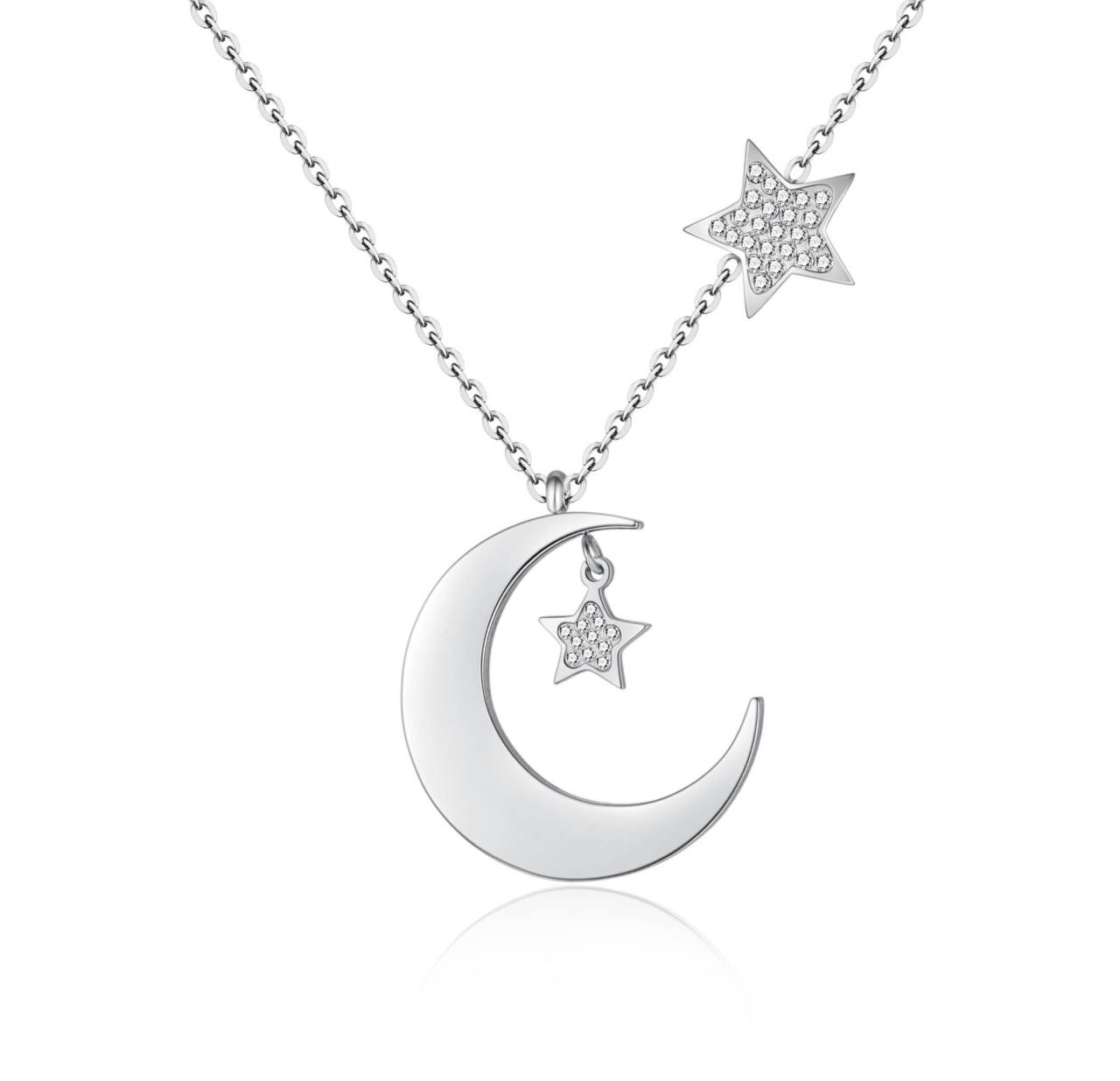 Collana con Luna e stella pendente in acciaio inossidabile firmata brand gioielli