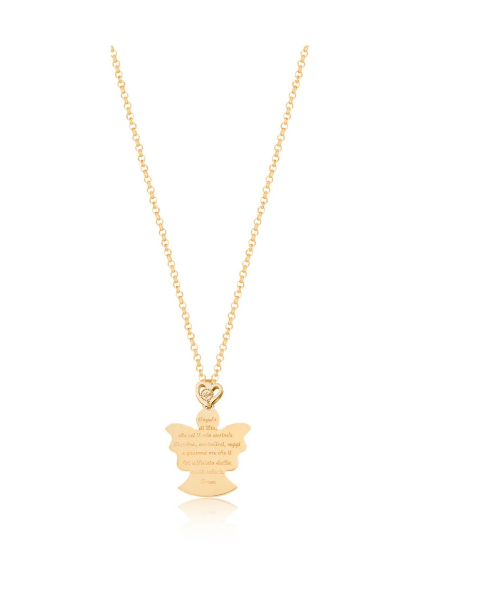 Collana Uomo Angelo Custode In Bronzo Color Argento – Ciondolo Alato Stile Vichingo